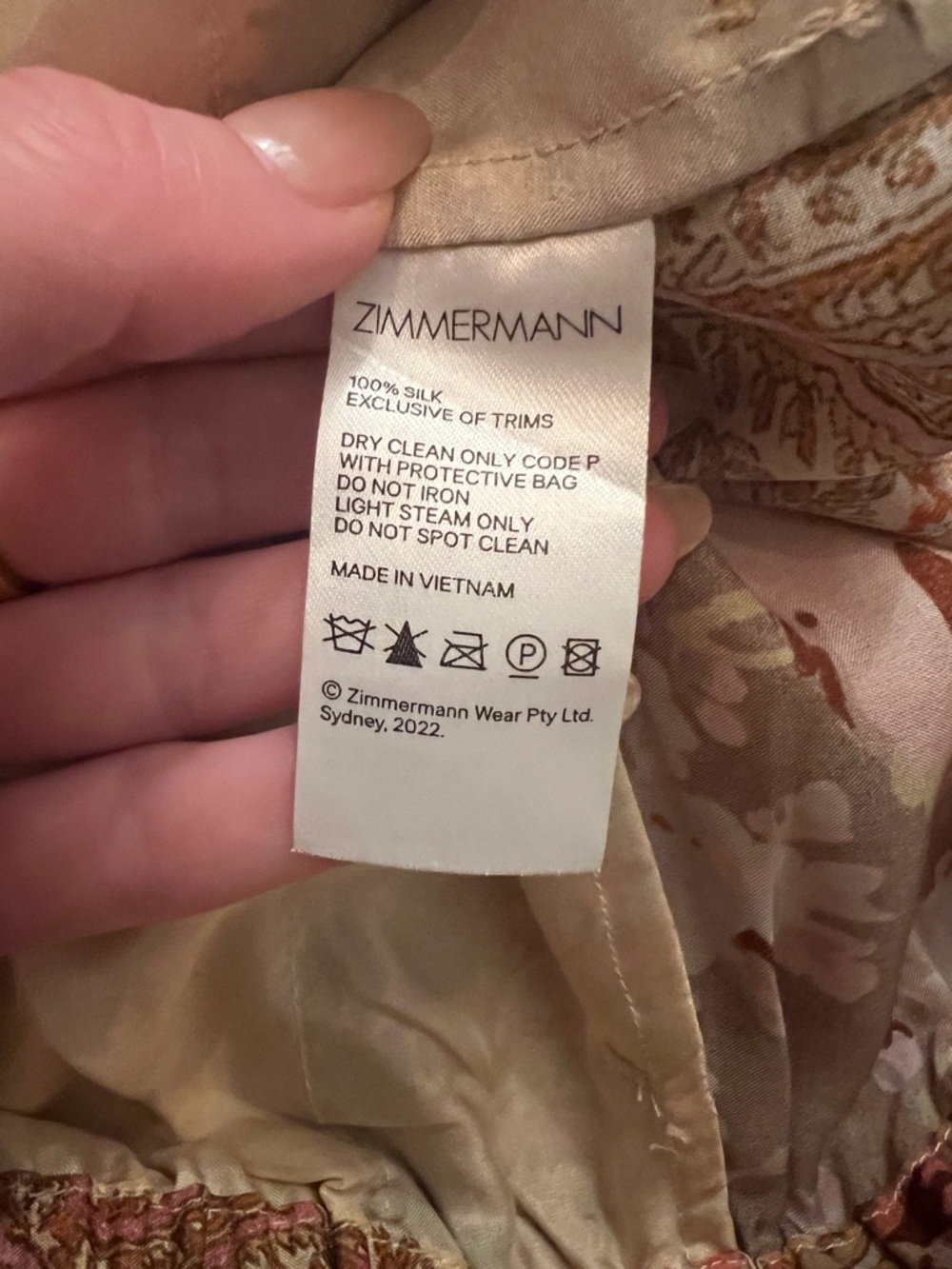 😮ZIMMERMANN Flowy 100% Silk “Devi” Pants - Patchwork Print - Size 1 - Picture 7 of 10